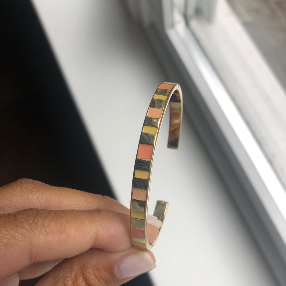 Gold Cuff Bracelet with Orange and Yellow